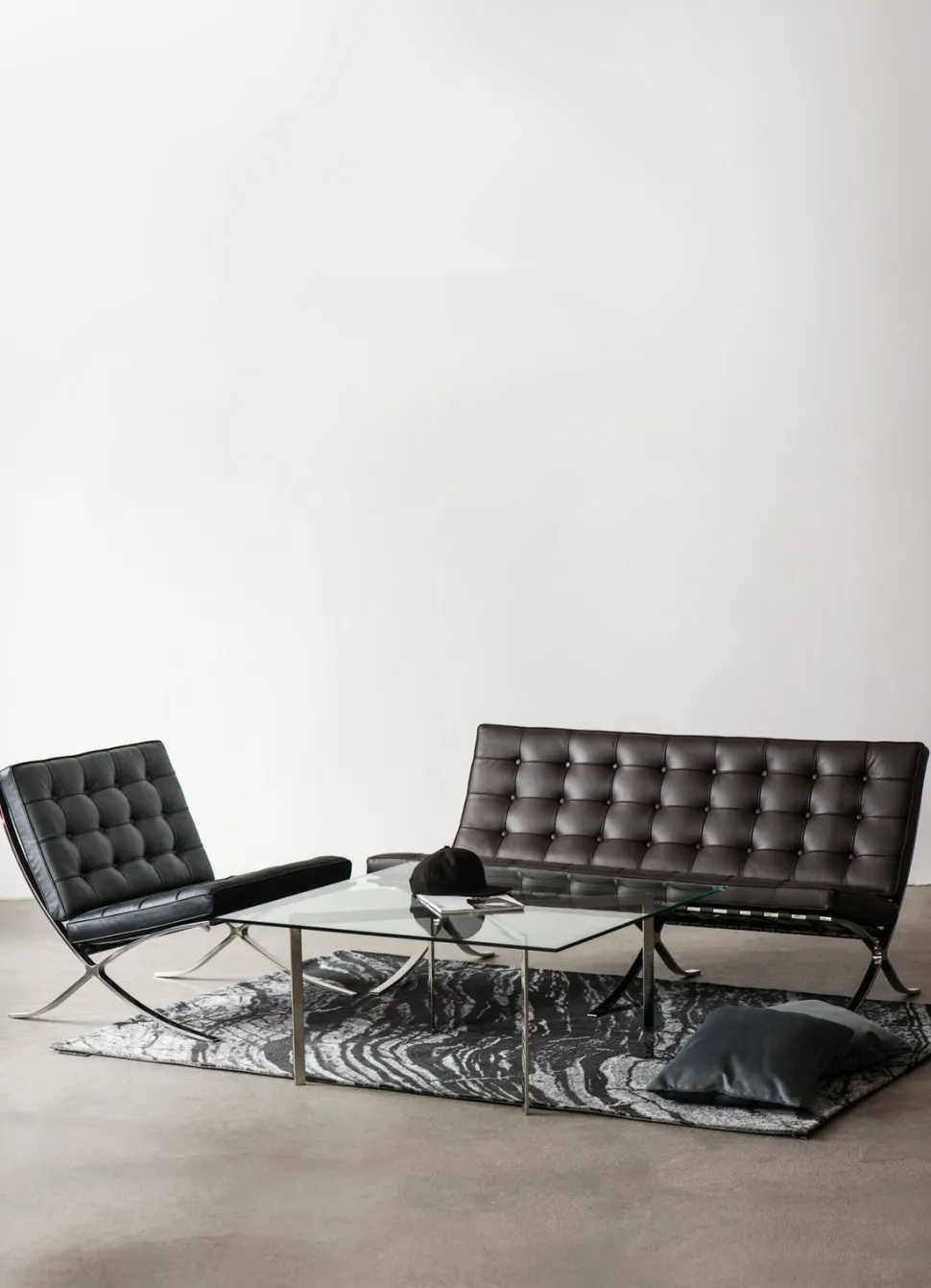 Sofa BA3 3 osobowa, jasny brąz skóra inspirowana Barcelona