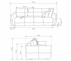 Sofa Bode z funkcją spania szara jasna Wind 82