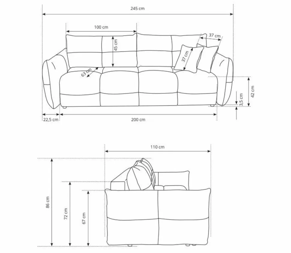Sofa Bode z funkcją spania szara jasna Wind 82