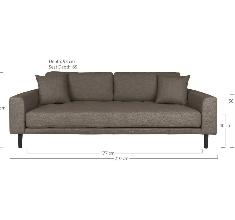 Sofa Lido 3 brązowa/ nogi czarne