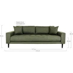Sofa Lido 3 oliwkowa zieleń/ nogi czarne
