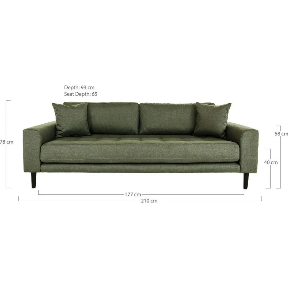 Sofa Lido 3 oliwkowa zieleń/ nogi czarne