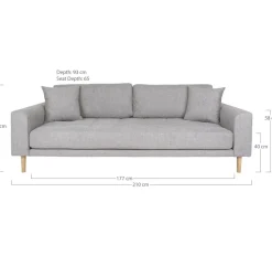 Sofa Lido 3 szara jasna/ nogi naturalne