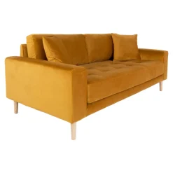 Sofa Lido 2,5 żółta/ nogi naturalne