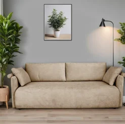 Sofa Mondel z funkcją spania sztruks      beżowa ciemna