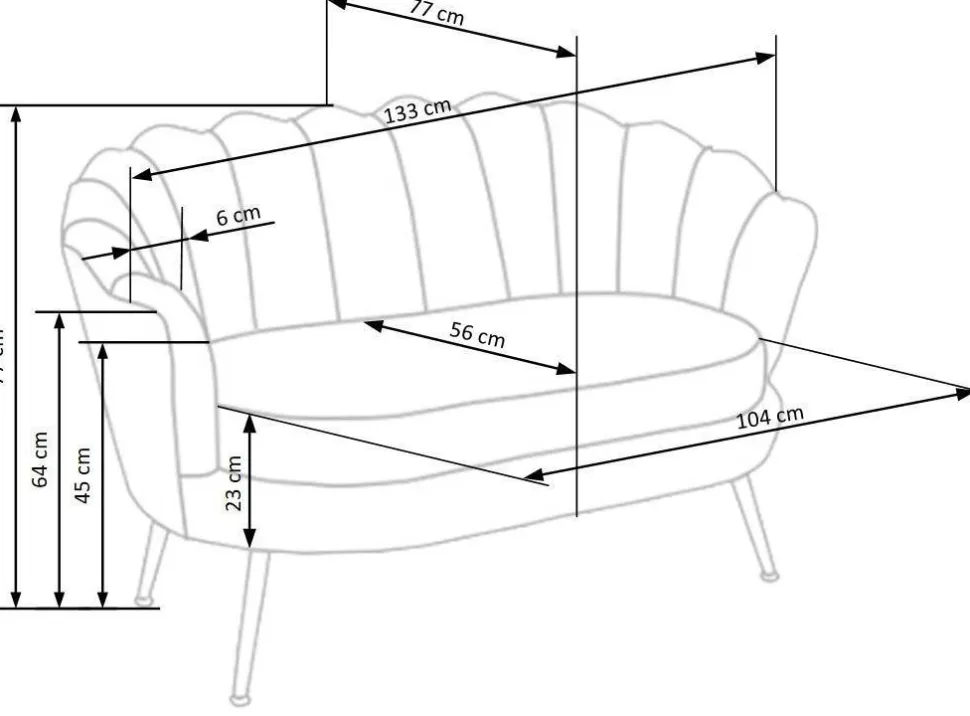 Sofa muszelka Florecja szara
