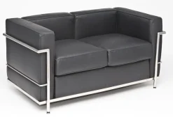 Sofa 2-osobowa Kubik czarna skóra TP