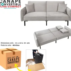 Sofa rozkładana Canif Velvet szara