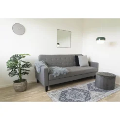 Sofa rozkładana Milton szara ciemna/  czarne nogi