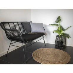 Sofa Trieste z podłokietnikami  polirattan czarny