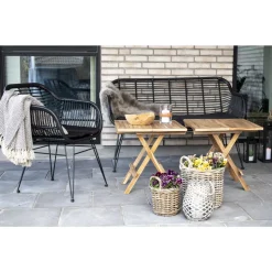 Sofa Trieste z podłokietnikami  polirattan czarny