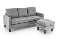 Sofa z podnóżkiem Kahs popielaty