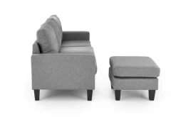 Sofa z podnóżkiem Kahs popielaty