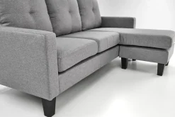 Sofa z podnóżkiem Kahs popielaty