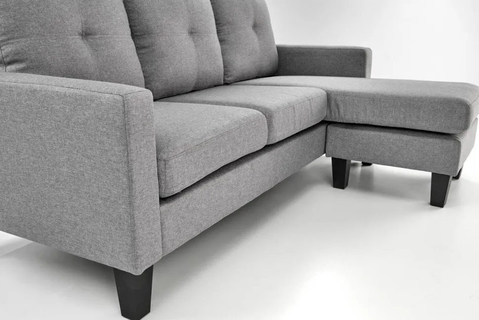 Sofa z podnóżkiem Kahs popielaty