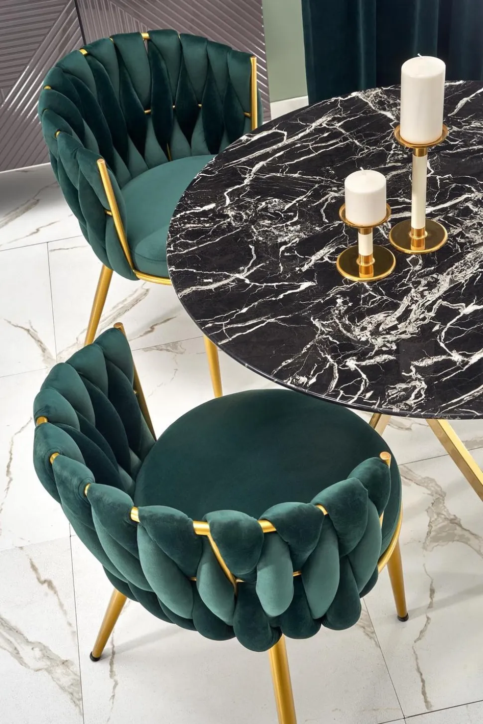 Stół Amber czarny marmur/ złoty