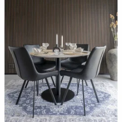 Stół Bolzano 110cm marmur/ czarny