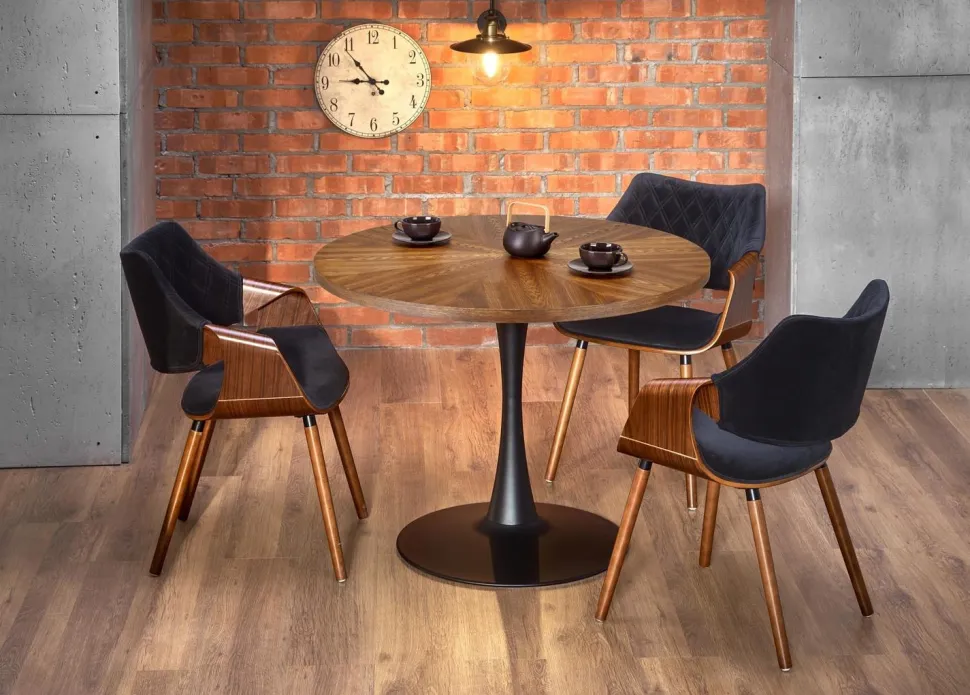 Stół Carmelia okrągły, orzech/ czarny