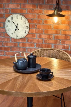 Stół Carmelia okrągły, orzech/ czarny