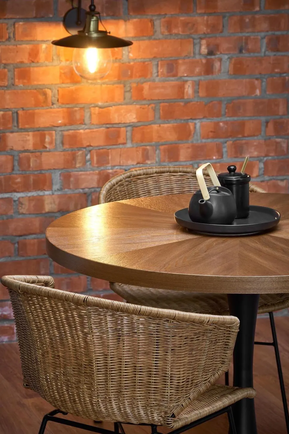 Stół Carmelia okrągły, orzech/ czarny