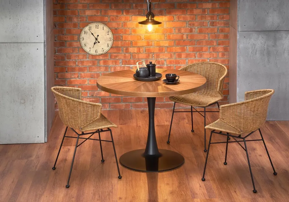 Stół Carmelia okrągły, orzech/ czarny