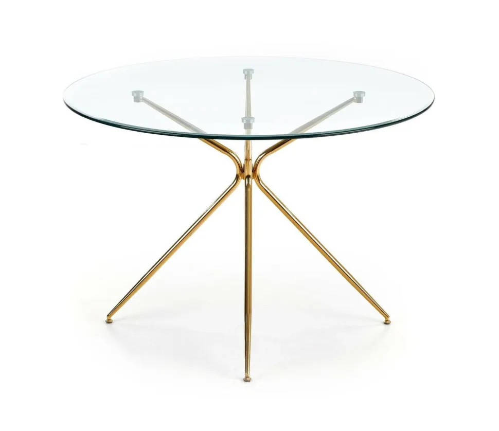 Stół Dore okrągły, transparentny/ złoty