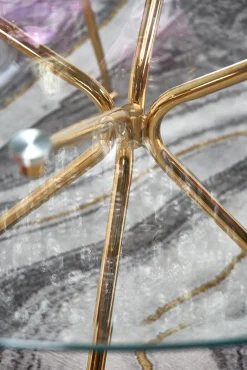 Stół Dore okrągły, transparentny/ złoty