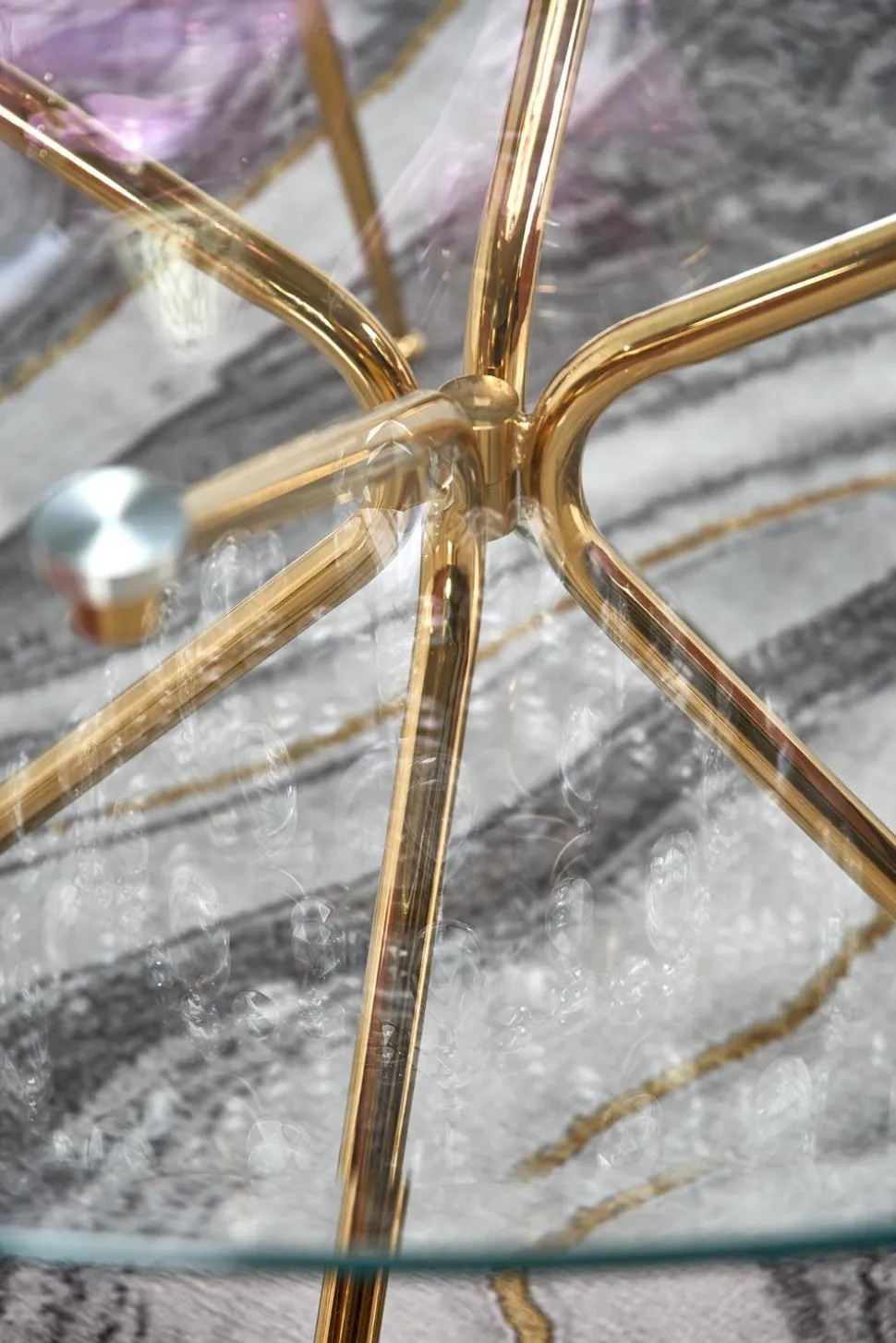 Stół Dore okrągły, transparentny/ złoty