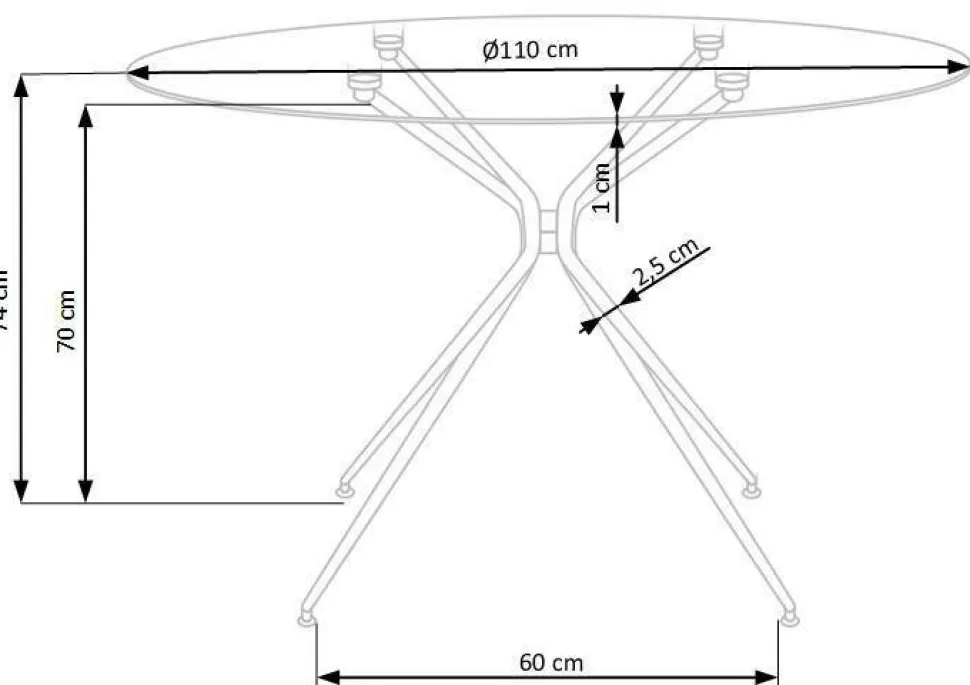 Stół Dore okrągły, transparentny/ złoty