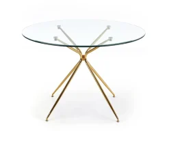 Stół Dore okrągły, transparentny/ złoty