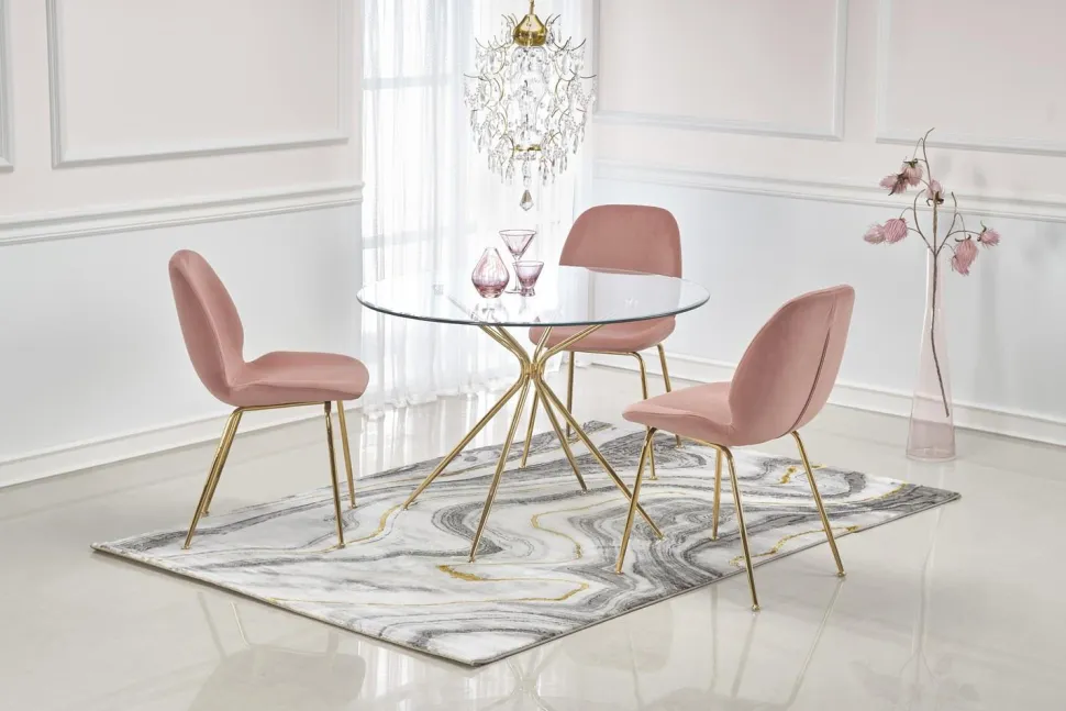 Stół Dore okrągły, transparentny/ złoty