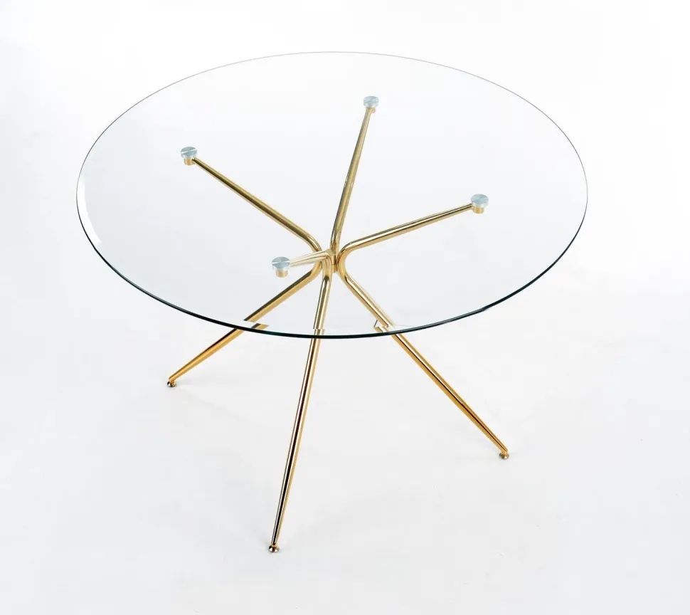 Stół Dore okrągły, transparentny/ złoty