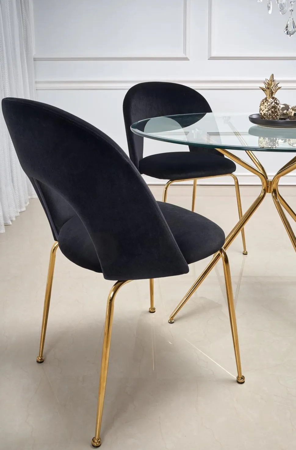 Stół Dore okrągły, transparentny/ złoty