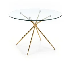 Stół Dore okrągły, transparentny/ złoty