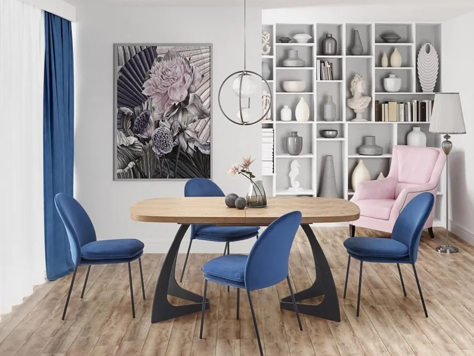 Stół Dovel rozkładany, dąb naturalny/czarny