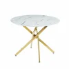 Stół Edward Biały Marmur/Złoto