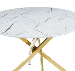 Stół Edward Biały Marmur/Złoto