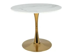 Stół Esmeralda 90cm marmur/złoty