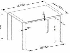 Stół Foles XL rozkładany biały 80/130-250cm