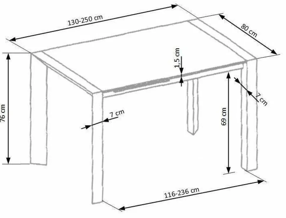 Stół Foles XL rozkładany biały 80/130-250cm