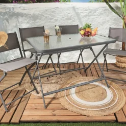 Stół Formentera ze szkła hartowanego szary