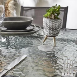 Stół Formentera ze szkła hartowanego szary