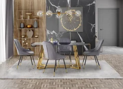Stół Gloria czarny marmur/złoty