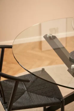 Stół Heaven 119 cm okragły czarny/        transparentny