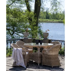 Stół Larisa 120cm rattan/szkło