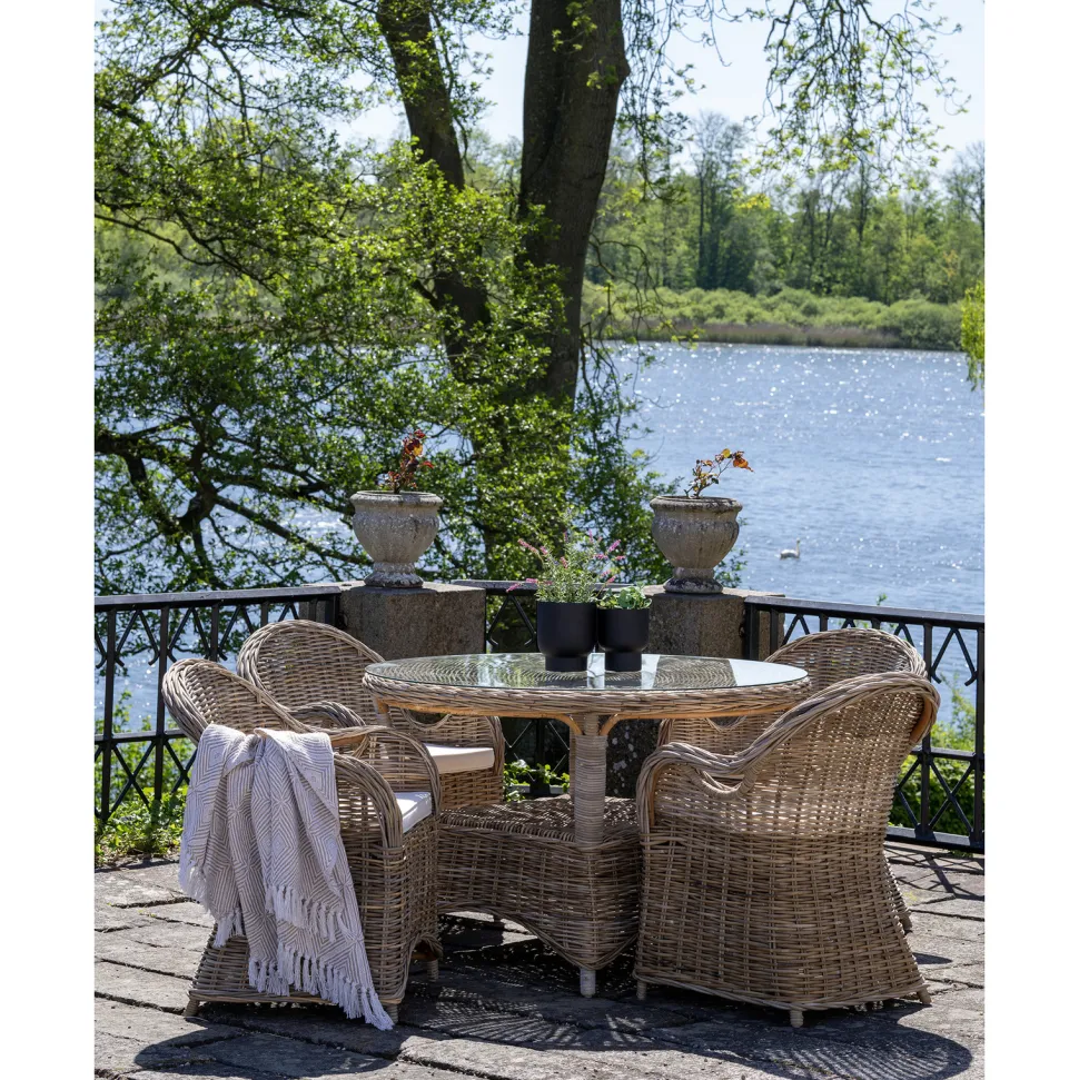 Stół Larisa 120cm rattan/szkło