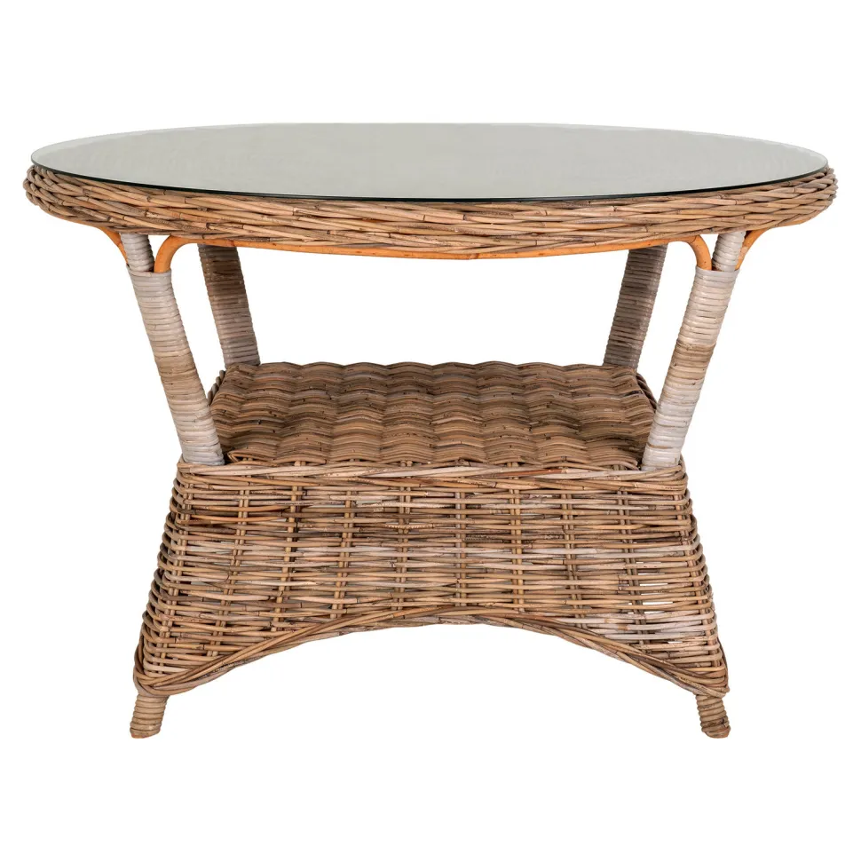 Stół Larisa 120cm rattan/szkło