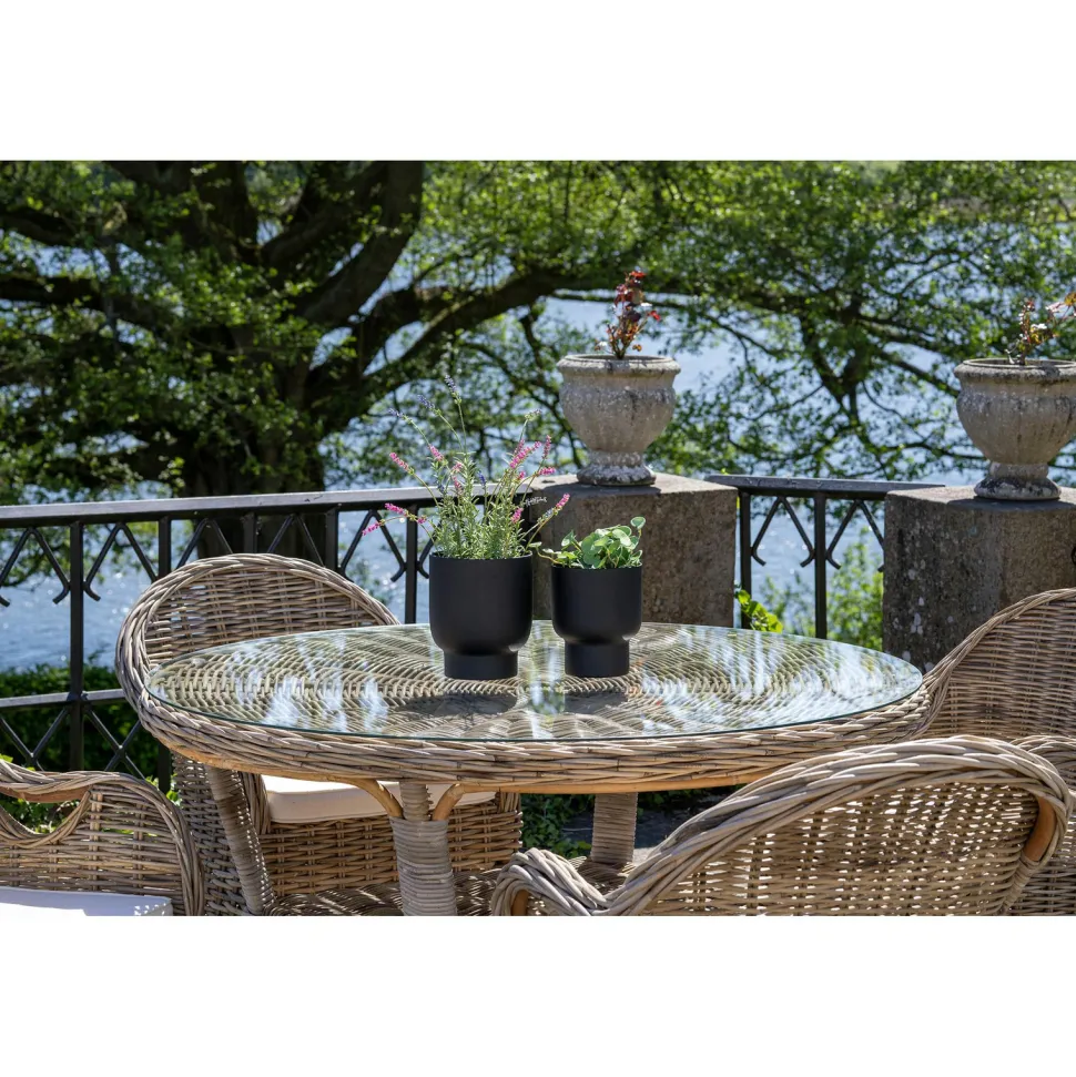 Stół Larisa 120cm rattan/szkło