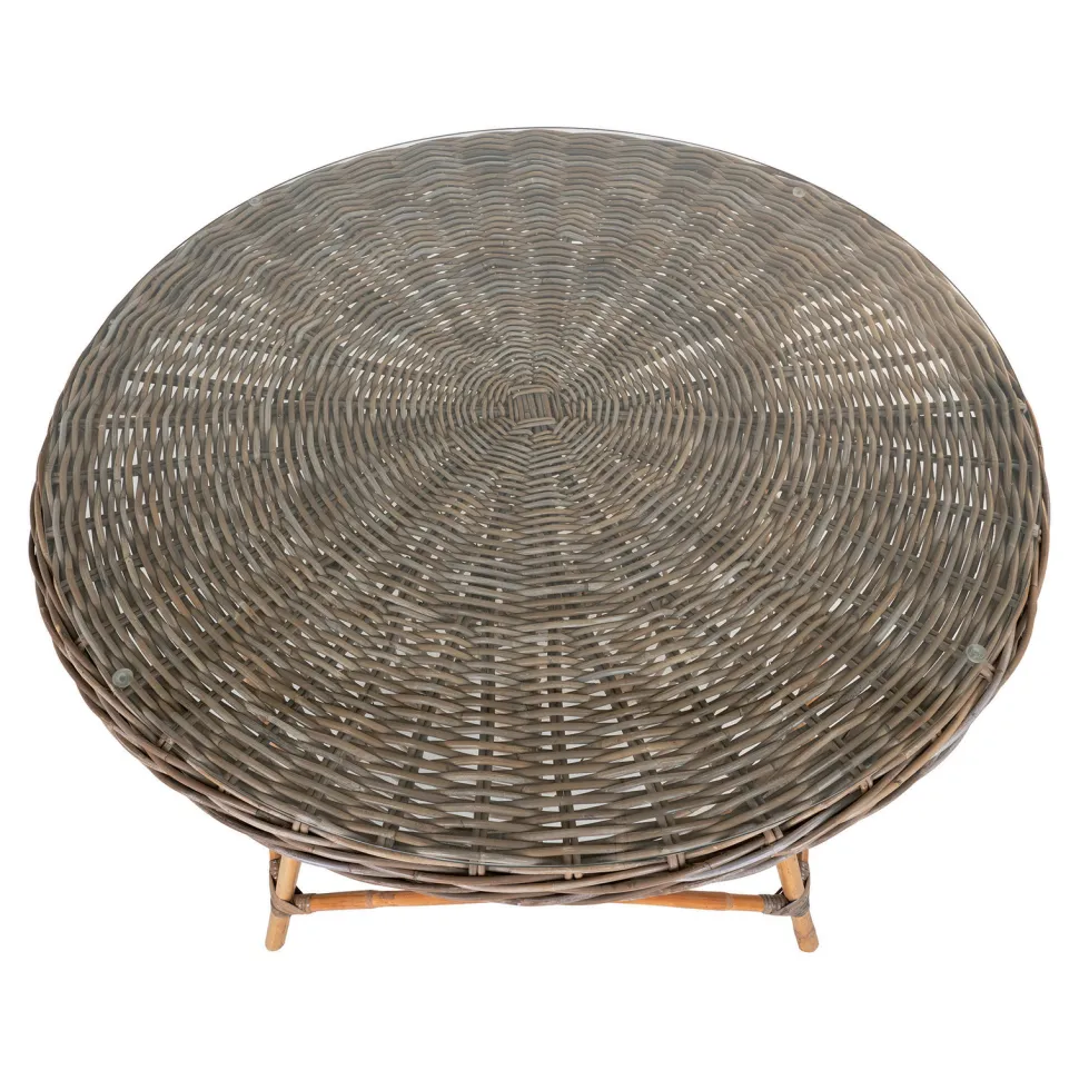 Stół Larisa 120cm rattan/szkło