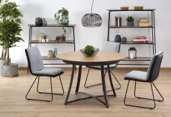 Stół Mira okrągły, rozkładany,dąb złoty/